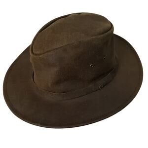 Scala Classico Genuine Leather Hat Dorfman Pacific Four Seasons Sz Medium Brown